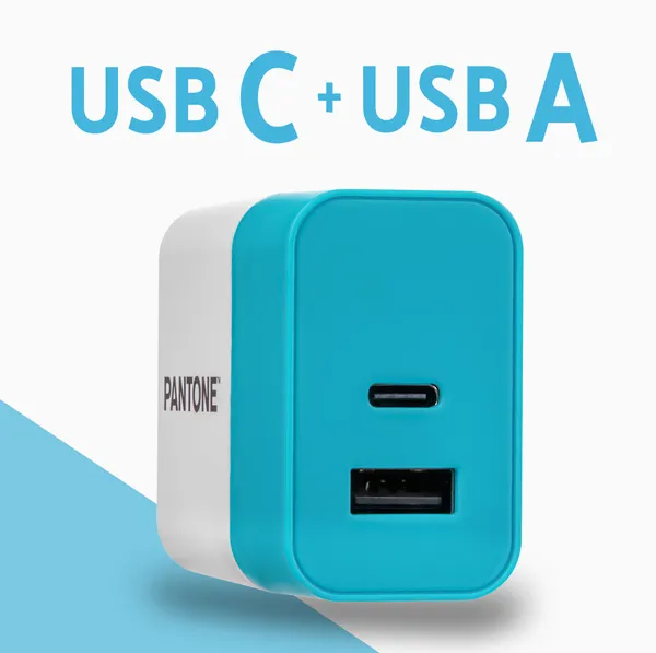 PANTONE 18W WALL CHARGER (USB C + USB A)